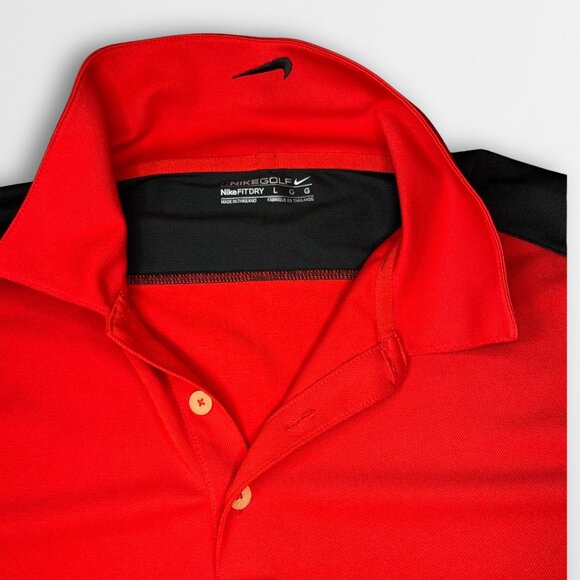 Nike Golf Dri-Fit Red & Black Short Sleeve Polo Shirt Mens L - Picture 4 of 5